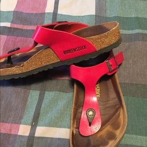 Red Birkenstock’s sandals